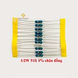 Điện trở vạch 1/2W 51R 1% chân đồng (10c)
