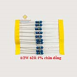Điện trở vạch 1/2W 62R 1% chân đồng (10c)
