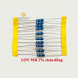 Điện trở vạch 1/2W 91R 1% chân đồng (10c)