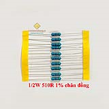 Điện trở vạch 1/2W 510R 1% chân đồng (10c)