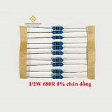Điện trở vạch 1/2W 680R 1% chân đồng (10c)