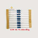 Điện trở vạch 1/2W 1K 1% chân đồng (10c)