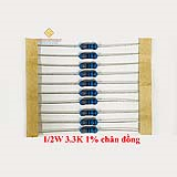 Điện trở vạch 1/2W 3.3K 1% chân đồng (10c)