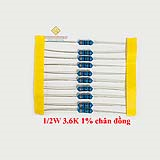 Điện trở vạch 1/2W 3.6K 1% chân đồng (10c)