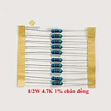 Điện trở vạch 1/2W 4.7K 1% chân đồng (10c)