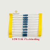 Điện trở vạch 1/2W 5.1K 1% chân đồng (10c)