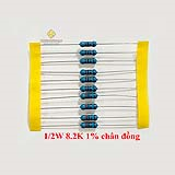 Điện trở vạch 1/2W 8.2K 1% chân đồng (10c)