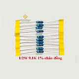Điện trở vạch 1/2W 9.1K 1% chân đồng (10c)