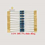 Điện trở vạch 1/2W 20K 1% chân đồng (10c)