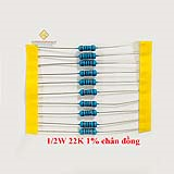 Điện trở vạch 1/2W 22K 1% chân đồng (10c)