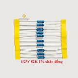 Điện trở vạch 1/2W 82K 1% chân đồng (10c)