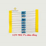 Điện trở vạch 1/2W 91K 1% chân đồng (10c)