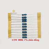 Điện trở vạch 1/2W 100K 1% chân đồng (10c)