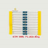 Điện trở vạch 1/2W 180K 1% chân đồng (10c)