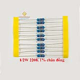 Điện trở vạch 1/2W 220K 1% chân đồng (10c)