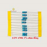 Điện trở vạch 1/2W 470K 1% chân đồng (10c)