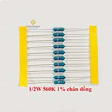 Điện trở vạch 1/2W 560K 1% chân đồng (10c)
