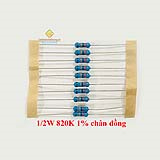 Điện trở vạch 1/2W 820K 1% chân đồng (10c)