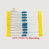 Điện trở vạch 1/2W 3.9M 1% chân đồng (10c)