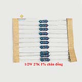 Điện trở vạch 1/2W 27K 1% chân đồng (10c)